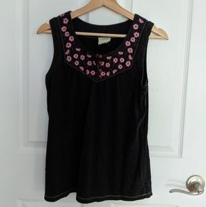 Little Yellow Button Embroidery Cotton Tank Top